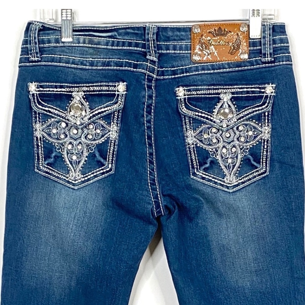 ViVI Blue Boot Cut Jeans with Intricate Stitching Size 29